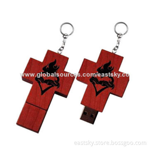 Cross-shaped USB Flash Drive, Wood/Bamboo Materials, Logos Imprint and Ad Data Pre-loading AvailableNew